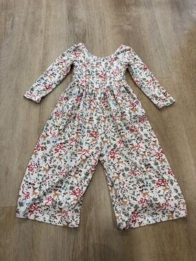 Sweet Honey 2T Bamboo Jumpsuit with Bows and Reindeer